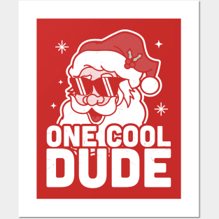 One Cool Dude Santa Claus with Sunglasses Funny Christmas Posters and Art